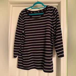 Talbots striped tee, 3/4 sleeve, size XL
